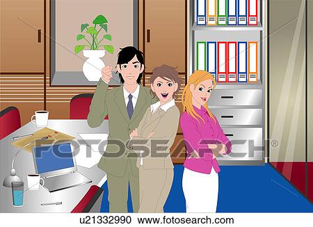 Clipart - People working in an office.. Fotosearch