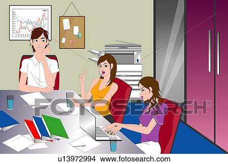 Stock Illustration - People working in an office.. Fotosearch