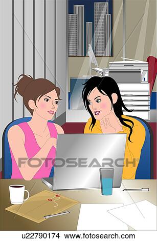 Stock Illustration - Two women talking with each other.. Fotosearch