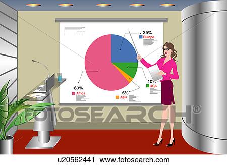 Woman explaining thru diagram. View Large Illustration Clip Art - Woman explaining thru diagram.. Fotosearch
