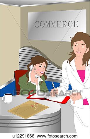 Women in an office. View Large Illustration Stock Illustration - Women in an office.. Fotosearch