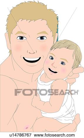 Stock Illustration - Father holding his baby.. Fotosearch
