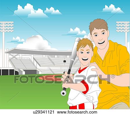 Illustration of a father and a son. View Large Illustration Clip Art - Illustration of a father and a son.. Fotosearch
