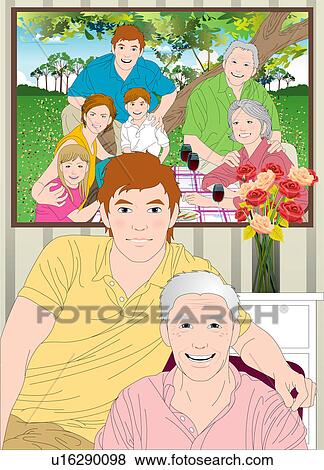 Portrait of a father and a son. View Large Illustration Stock Illustration - Portrait of a father and a son.. Fotosearch
