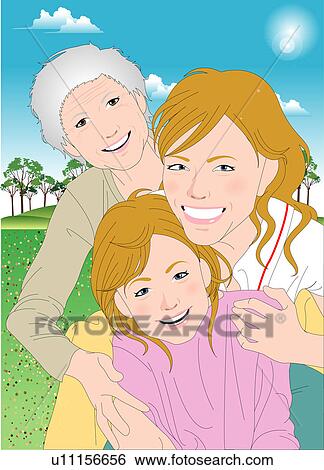 Stock Illustration - Portrait of a happy family.. Fotosearch