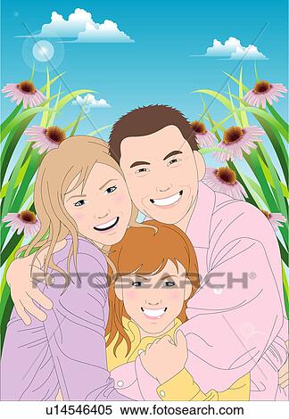 Stock Illustration - Portrait of a happy family.. Fotosearch