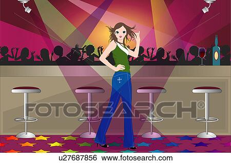 Stock Illustration - Woman standing in a bar.. Fotosearch