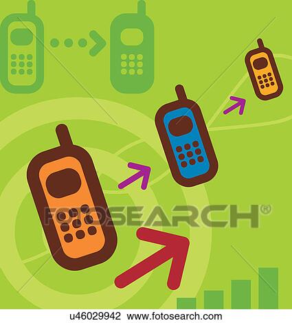 Cellular phone with arrows View Large Illustration Drawing - Cellular phone with arrows. Fotosearch