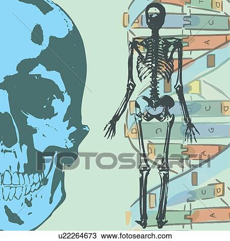 Collage with human skeleton and science elements View Large Illustration Drawing - Collage with human skeleton and science elements . Fotosearch
