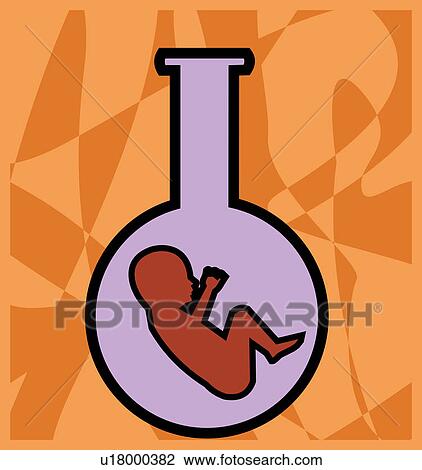 Drawing - Detail of baby in beaker. Fotosearch