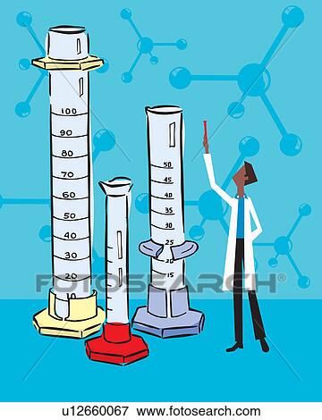 Front view of a scientist standing with test tubes View Large Illustration Stock Illustration - Front view of a scientist standing with test tubes. Fotosearch