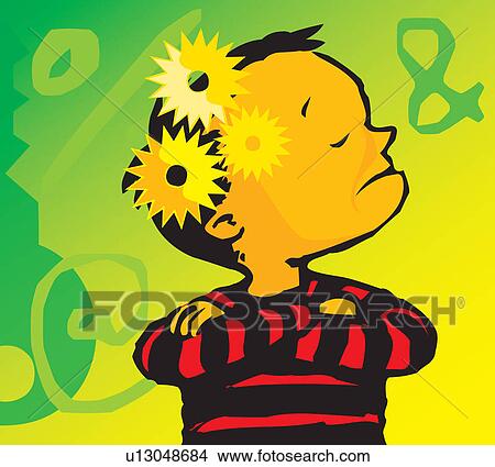 Stock Illustration - view of the brain of a boy . Fotosearch