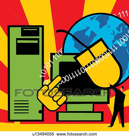Computer with C. P. U. mouse and globe View Large Illustration Stock Illustration - Computer with C. P. U. mouse and globe. Fotosearch