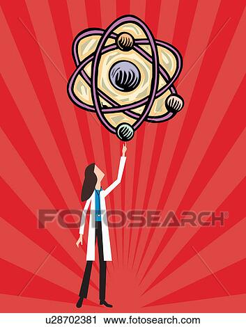 Female doctor holding atoms View Large Illustration Clip Art - Female doctor holding atoms. Fotosearch