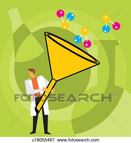 Front view of a scientist holding cone View Large Illustration Stock Illustration - Front view of a scientist holding cone. Fotosearch