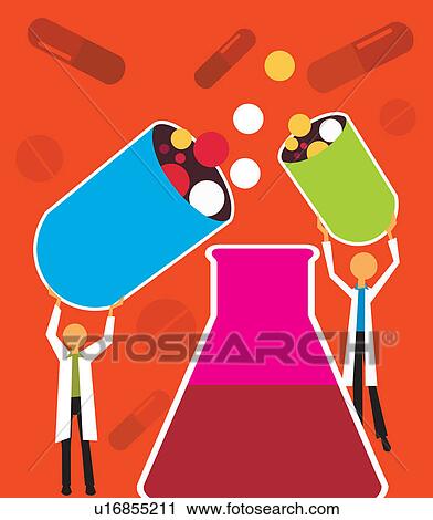 Clip Art - Front view of doctors holding medicine . Fotosearch