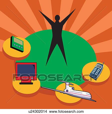 Technologies featuring information and communication View Large Illustration Stock Illustration - Technologies featuring information and communication. Fotosearch