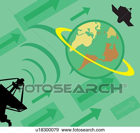 Stock Illustration - Worldwide satellite connection . Fotosearch