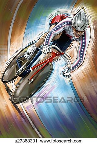 Clip Art - Female cyclist racing. Fotosearch
