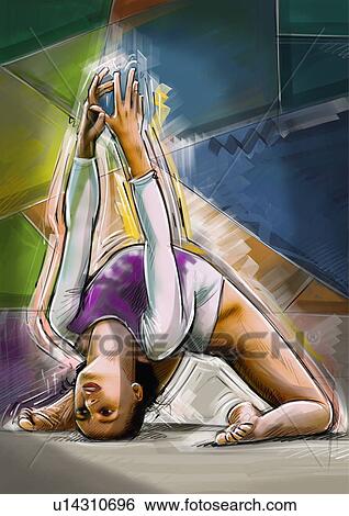Stock Illustration - Female gymnast doing a backbend. Fotosearch