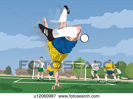 Soccer player diving for the ball View Large Illustration Stock Illustration - Soccer player diving for the ball. Fotosearch