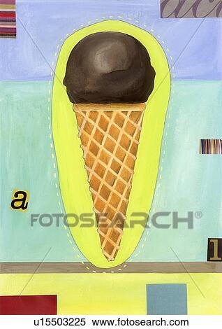 A chocolate ice cream cone View Large Illustration Stock Illustration - A chocolate ice cream cone. Fotosearch