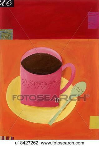A cup of coffee View Large Illustration Drawing - A cup of coffee. Fotosearch
