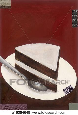 A plate of chocolate cake with white icing View Large Illustration Stock Illustration - A plate of chocolate cake with white icing. Fotosearch