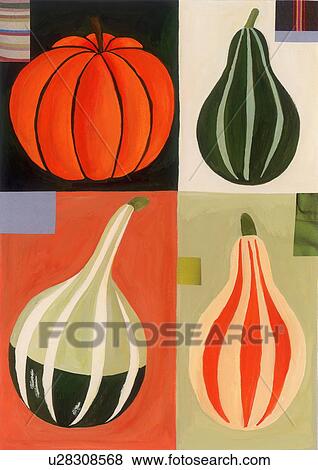 Stock Illustration - Four different pumpkins. Fotosearch