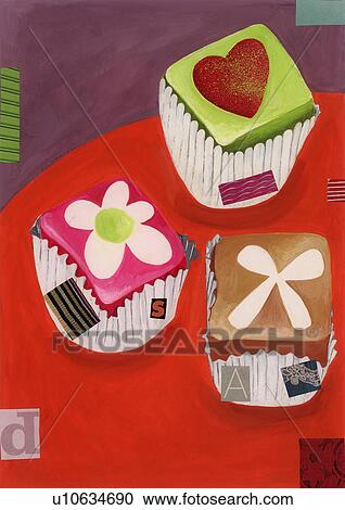 Clipart - Three sweets in their wrappers. Fotosearch