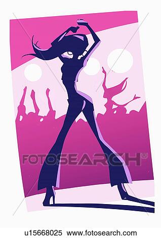 Woman dancing on a stage View Large Illustration Stock Illustration - Woman dancing on a stage. Fotosearch