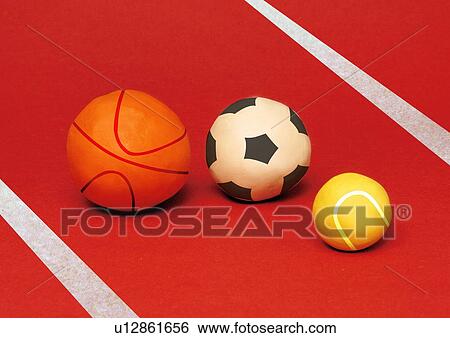 Stock Illustration - A basketball, a soccer ball, and a tennis ball. Fotosearch