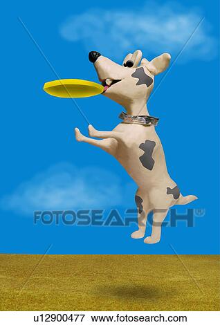 Dog jumping in the air to catch a Frisbee View Large Illustration Stock Illustration - Dog jumping in the air to catch a Frisbee. Fotosearch