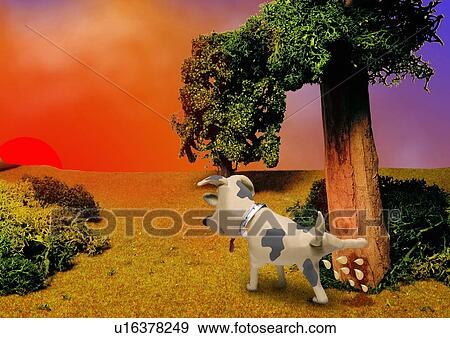 Stock Illustration - Dog urinating on tree in the park. Fotosearch
