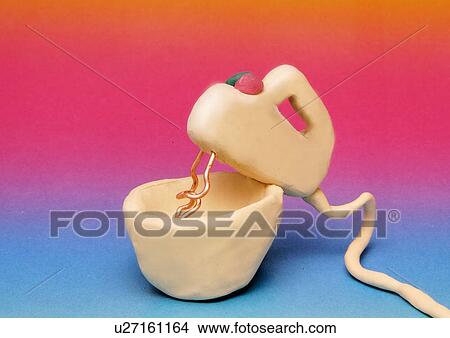 Stock Illustration - Electric handheld mixer and bowl. Fotosearch