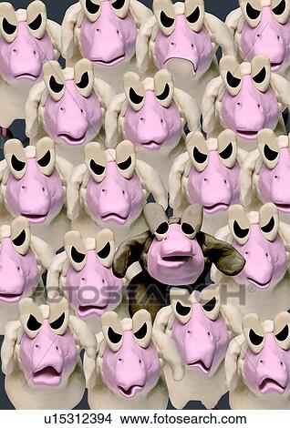 Group of angry sheep and one black sheep View Large Illustration Stock Illustration - Group of angry sheep and one black sheep. Fotosearch