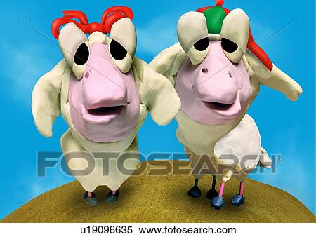 Male and female sheep standing side by side View Large Illustration Stock Illustration - Male and female sheep standing side by side. Fotosearch