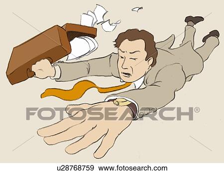 Businessman flying out of control with an open briefcase View Large Illustration Stock Illustration - Businessman flying out of control with an open briefcase. Fotosearch