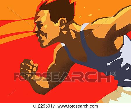 Stock Illustration - Closeup of a male runner. Fotosearch