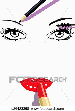 Stock Illustration - Closeup of woman's features with makeup. Fotosearch
