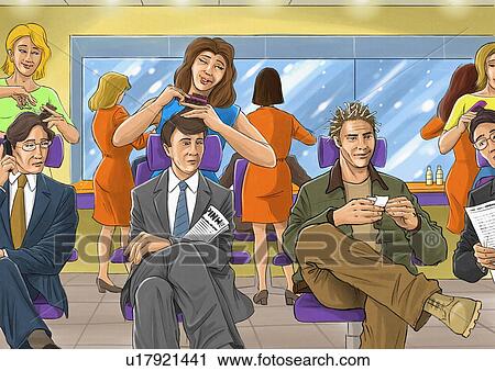 Man casually rolling a cigarette in the beauty parlor View Large Illustration Clip Art - Man casually rolling a cigarette in the beauty parlor. Fotosearch