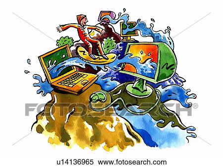 Man "surfing" on the internet View Large Illustration Stock Illustration - Man "surfing" on the internet. Fotosearch