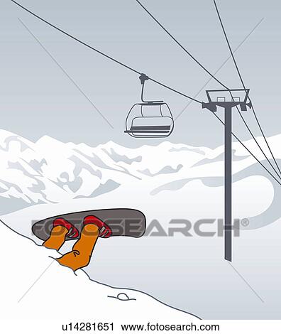 Clip Art - Man's legs sticking out of the snow with snowboard attached. Fotosearch