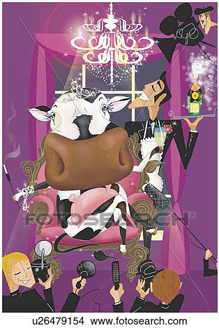 Stock Illustration - Star cow attracting attention. Fotosearch