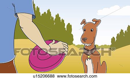 Dog fixated by Frisbee View Large Illustration Stock Illustration - Dog fixated by Frisbee. Fotosearch