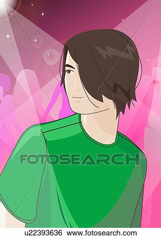 Trendy young man in a nightclub View Large Illustration Stock Illustration - Trendy young man in a nightclub. Fotosearch