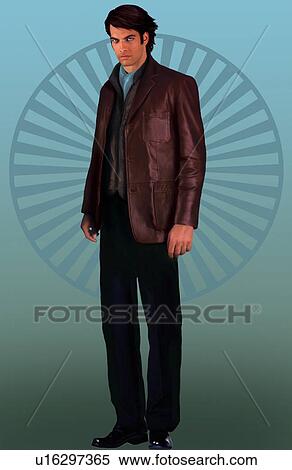 若者 モデリング A 紫色 スーツ イラスト U Fotosearch