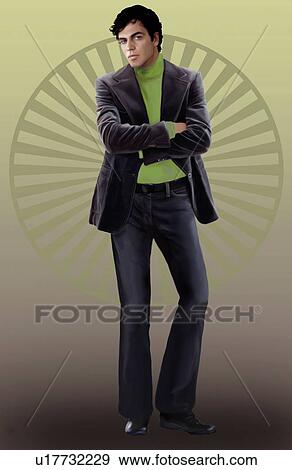 Stock Illustration - Man in jeans and jacket. Fotosearch