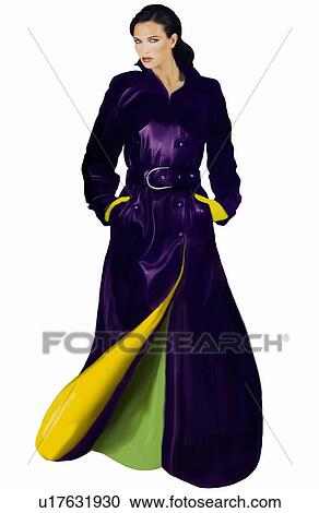 Clipart - Model posing in a winter coat. Fotosearch