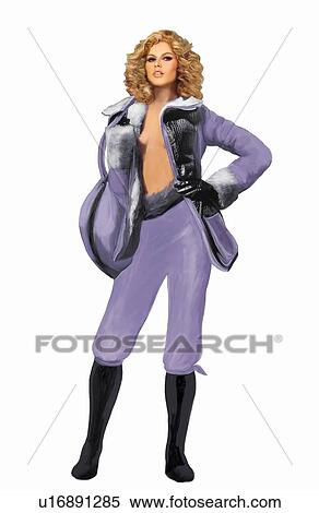 Stock Illustration - Woman in fashionable winter outfit. Fotosearch